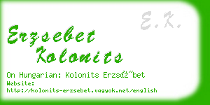 erzsebet kolonits business card